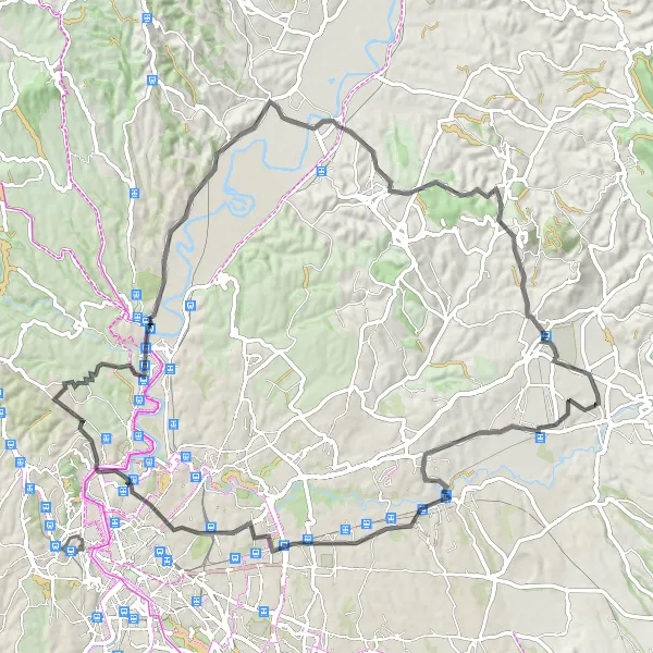 Map miniature of "Villanova - Villalba - Milvian Bridge - Collina INA - Saxa Rubra - 120 - 182 - Villanova" cycling inspiration in Lazio, Italy. Generated by Tarmacs.app cycling route planner