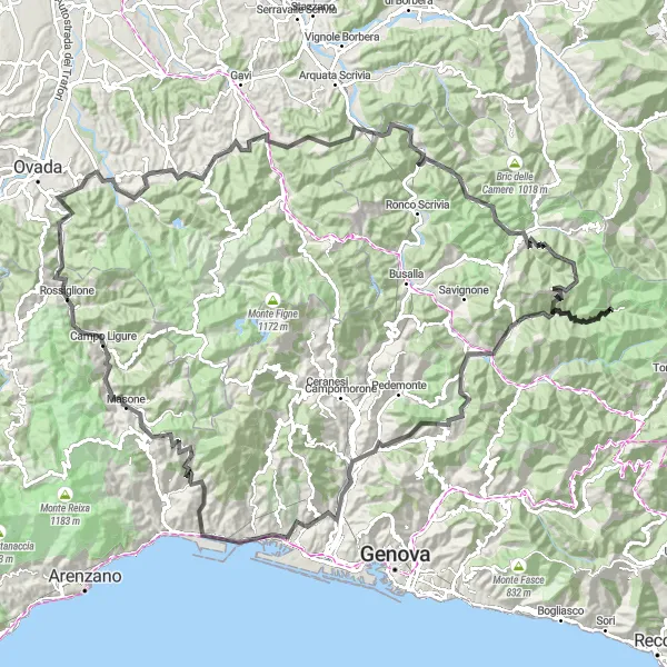 Map miniature of "The Ultimate Road Challenge" cycling inspiration in Liguria, Italy. Generated by Tarmacs.app cycling route planner