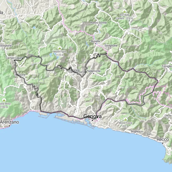 Miniatuurkaart van de fietsinspiratie "Wegroute Campo Ligure - Passo della Scoffera" in Liguria, Italy. Gemaakt door de Tarmacs.app fietsrouteplanner