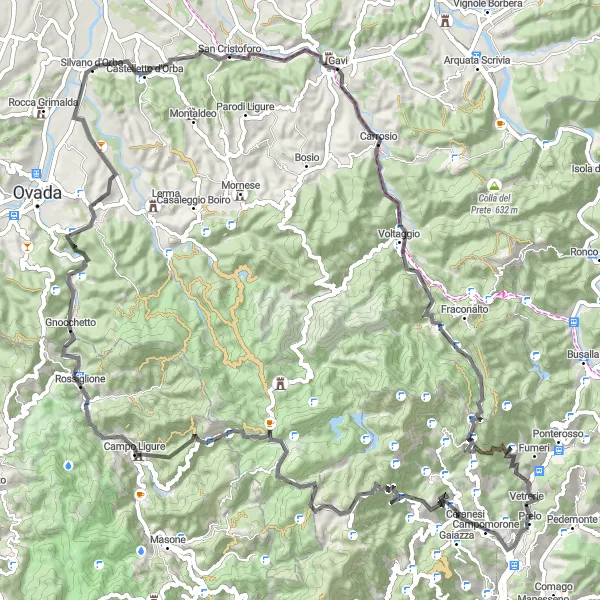 Miniatua del mapa de inspiración ciclista "Ruta Escénica de 97 km por Liguria" en Liguria, Italy. Generado por Tarmacs.app planificador de rutas ciclistas