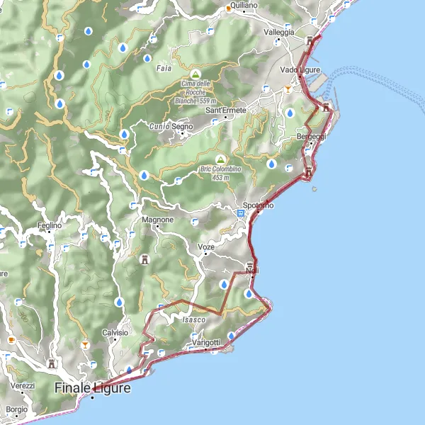 Miniatua del mapa de inspiración ciclista "Exploración de Noli" en Liguria, Italy. Generado por Tarmacs.app planificador de rutas ciclistas