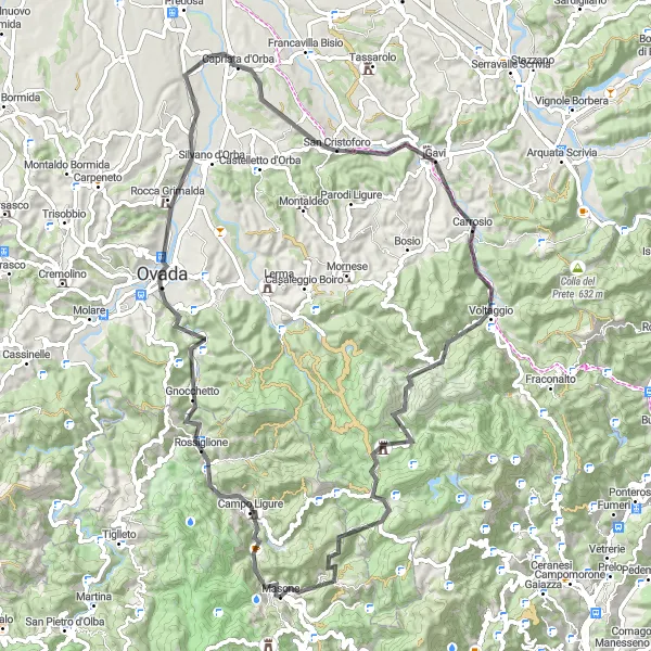 Miniatuurkaart van de fietsinspiratie "Cultuur en Natuur van Liguria" in Liguria, Italy. Gemaakt door de Tarmacs.app fietsrouteplanner