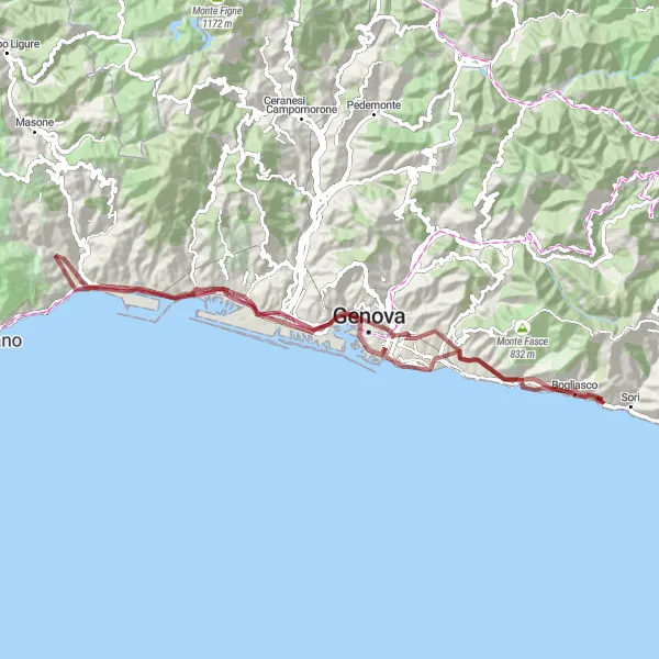 Miniaturní mapa "Gravelová trasa Monte Moro" inspirace pro cyklisty v oblasti Liguria, Italy. Vytvořeno pomocí plánovače tras Tarmacs.app