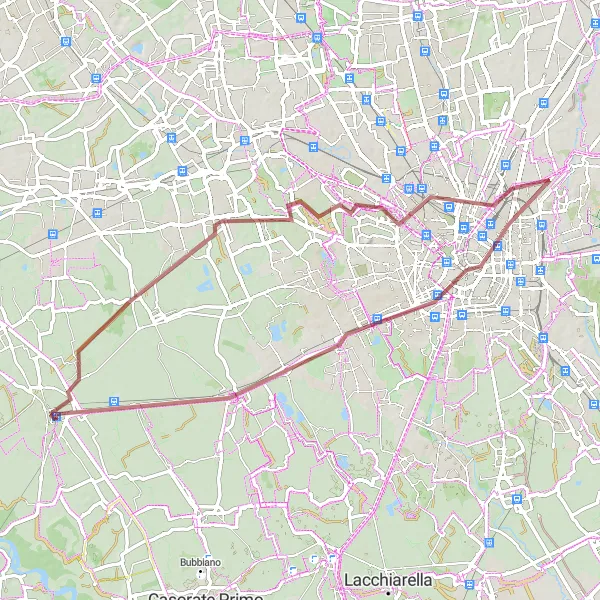Miniatua del mapa de inspiración ciclista "Ruta de Grava de Abbiategrasso a Castelletto" en Lombardia, Italy. Generado por Tarmacs.app planificador de rutas ciclistas