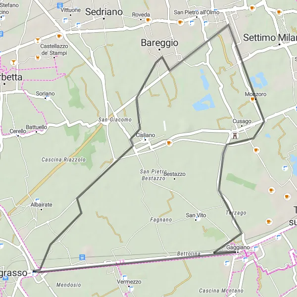 Miniatura mapy "Spacer po okolicach Mediolanu" - trasy rowerowej w Lombardia, Italy. Wygenerowane przez planer tras rowerowych Tarmacs.app