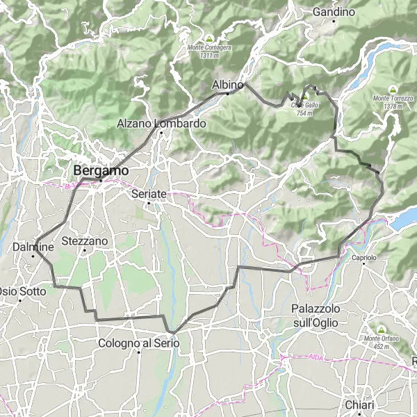 Zemljevid v pomanjšavi "Adrara San Martino - Col Croce - Adrara San Martino" kolesarske inspiracije v Lombardia, Italy. Generirano z načrtovalcem kolesarskih poti Tarmacs.app