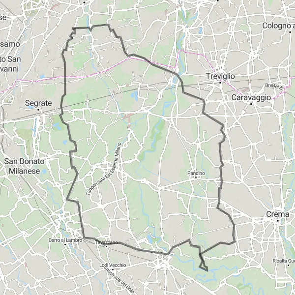 Miniatura della mappa di ispirazione al ciclismo "Giro Panoramico attraverso le Natura" nella regione di Lombardia, Italy. Generata da Tarmacs.app, pianificatore di rotte ciclistiche