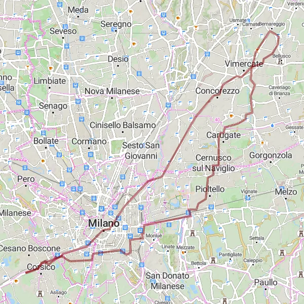Kartminiatyr av "Eventyr langs Lombardias grusveier" sykkelinspirasjon i Lombardia, Italy. Generert av Tarmacs.app sykkelrutoplanlegger