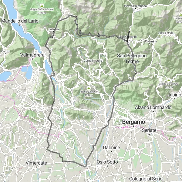 Kartminiatyr av "Utforske Lombardias naturskjønne veier" sykkelinspirasjon i Lombardia, Italy. Generert av Tarmacs.app sykkelrutoplanlegger