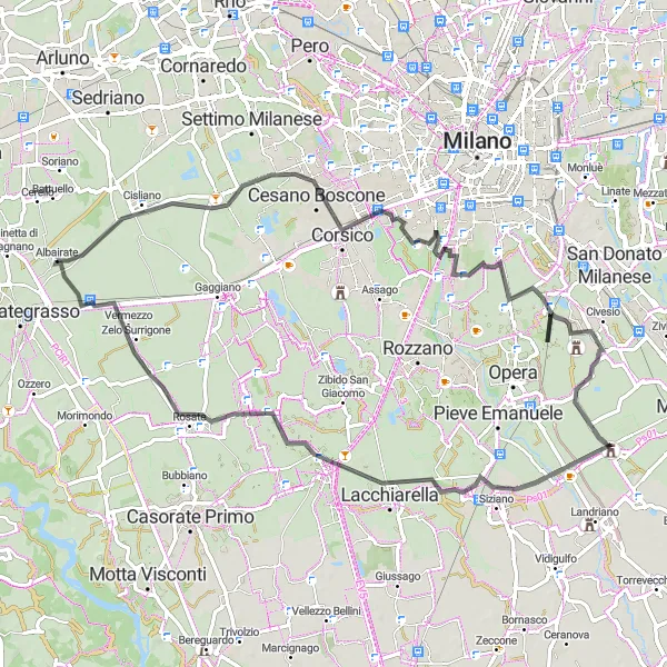 Miniatuurkaart van de fietsinspiratie "Wegroute naar Ravello" in Lombardia, Italy. Gemaakt door de Tarmacs.app fietsrouteplanner