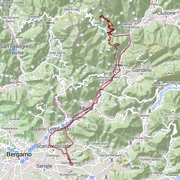 Karten-Miniaturansicht der Radinspiration "Abenteuer auf Schotterwegen durch das Bergland" in Lombardia, Italy. Erstellt vom Tarmacs.app-Routenplaner für Radtouren