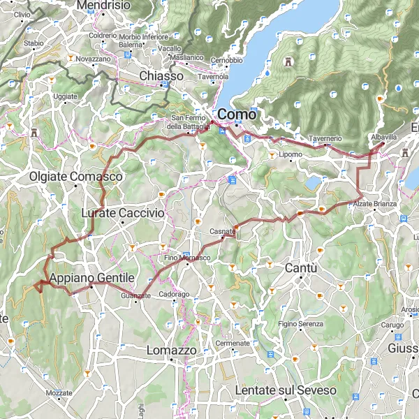 Karten-Miniaturansicht der Radinspiration "Graveltour von Senna Comasco nach Villa Giobbia" in Lombardia, Italy. Erstellt vom Tarmacs.app-Routenplaner für Radtouren