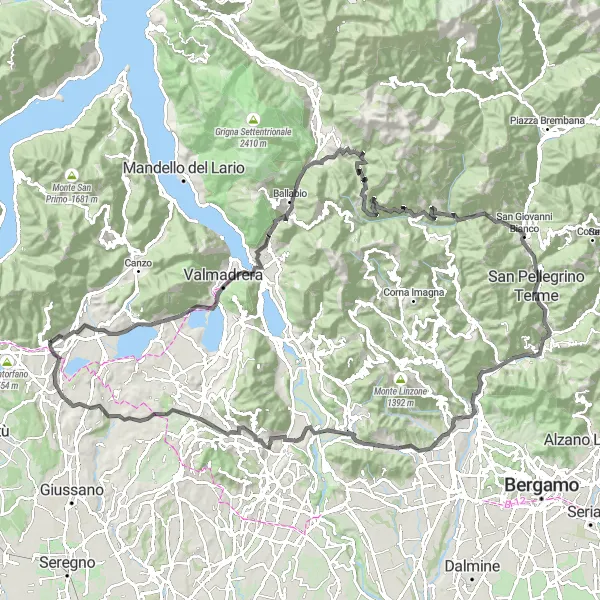 Miniatura della mappa di ispirazione al ciclismo "Giro in bici da Albavilla a Passo Culmine San Pietro" nella regione di Lombardia, Italy. Generata da Tarmacs.app, pianificatore di rotte ciclistiche