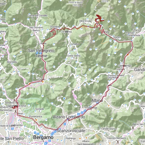 Map miniature of "Monte Tassera and Surrounding Mountains" cycling inspiration in Lombardia, Italy. Generated by Tarmacs.app cycling route planner