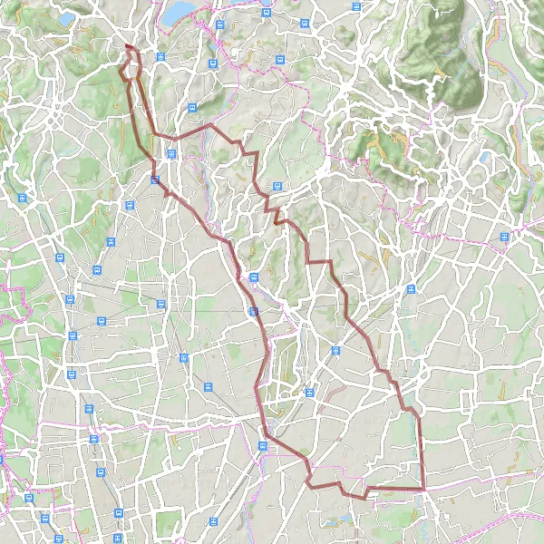 Mapa miniatúra "Off-Road Cycling Expedition to Albiate and Carugo" cyklistická inšpirácia v Lombardia, Italy. Vygenerované cyklistickým plánovačom trás Tarmacs.app