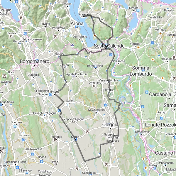 Miniatura mapy "Trasa wokół Monte della Croce" - trasy rowerowej w Lombardia, Italy. Wygenerowane przez planer tras rowerowych Tarmacs.app