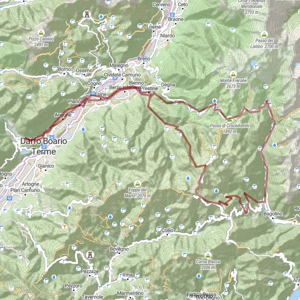 Kartminiatyr av "Darfo Boario Terme till Monticolo" cykelinspiration i Lombardia, Italy. Genererad av Tarmacs.app cykelruttplanerare