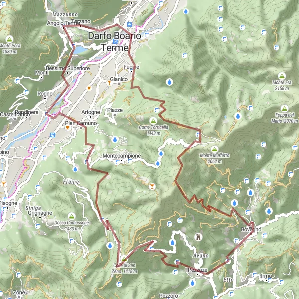 Kartminiatyr av "Grusväg till Monte Campione" cykelinspiration i Lombardia, Italy. Genererad av Tarmacs.app cykelruttplanerare