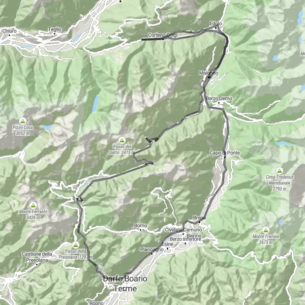 Miniatuurkaart van de fietsinspiratie "Vivione en Monticolo" in Lombardia, Italy. Gemaakt door de Tarmacs.app fietsrouteplanner