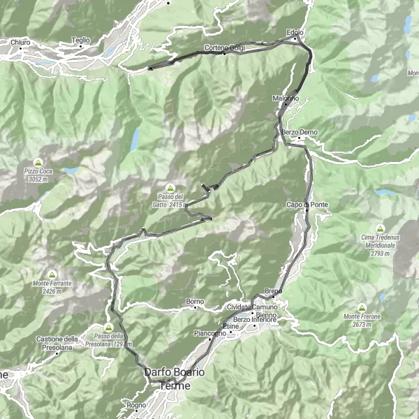 Mapa miniatúra "Okruhová cyklistická trasa Aprica - Passo del Vivione" cyklistická inšpirácia v Lombardia, Italy. Vygenerované cyklistickým plánovačom trás Tarmacs.app