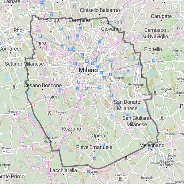 Miniatua del mapa de inspiración ciclista "Ruta Escénica a Cascine Olona" en Lombardia, Italy. Generado por Tarmacs.app planificador de rutas ciclistas