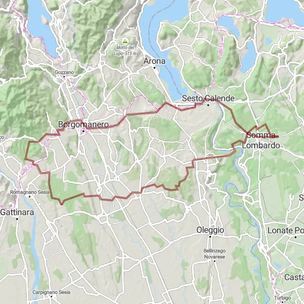 Miniatura della mappa di ispirazione al ciclismo "Tour Gravel tra Colline e Borghi Lombardi" nella regione di Lombardia, Italy. Generata da Tarmacs.app, pianificatore di rotte ciclistiche