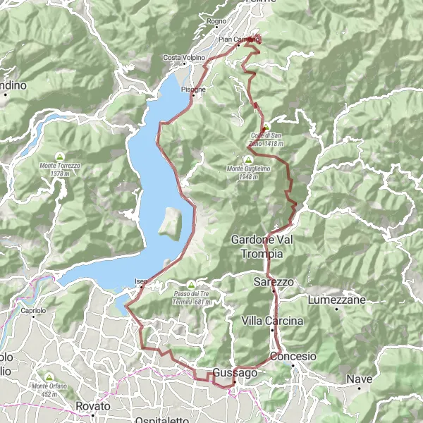 Miniaturní mapa "Cyklostezka k Sella" inspirace pro cyklisty v oblasti Lombardia, Italy. Vytvořeno pomocí plánovače tras Tarmacs.app