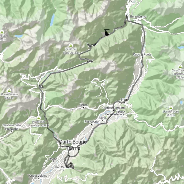 Miniatura mapy "Wulkaniczne szczyty i doliny" - trasy rowerowej w Lombardia, Italy. Wygenerowane przez planer tras rowerowych Tarmacs.app