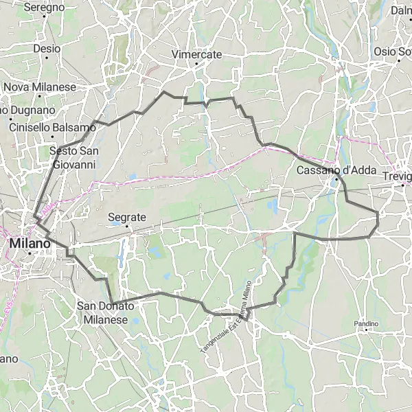 Miniatura mapy "Trasa road do Paullo i Concorezzo" - trasy rowerowej w Lombardia, Italy. Wygenerowane przez planer tras rowerowych Tarmacs.app