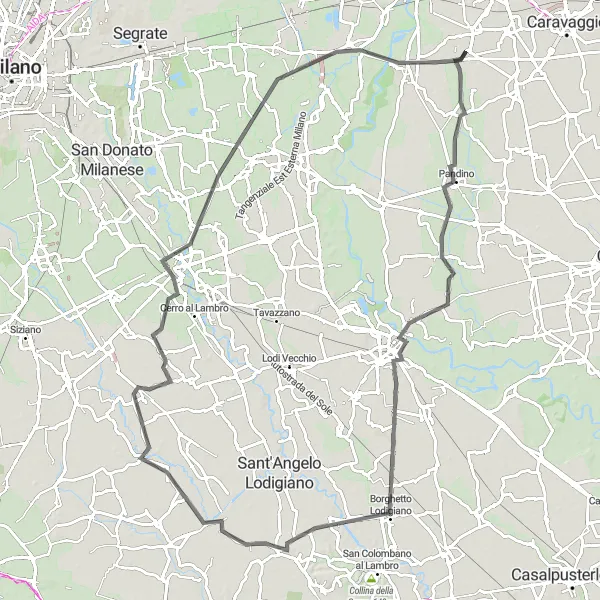 Map miniature of "Villages and Landscapes of Lombardy Loop" cycling inspiration in Lombardia, Italy. Generated by Tarmacs.app cycling route planner