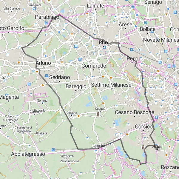 Miniatuurkaart van de fietsinspiratie "Sfeervolle fietsroute door het Italiaanse landschap" in Lombardia, Italy. Gemaakt door de Tarmacs.app fietsrouteplanner