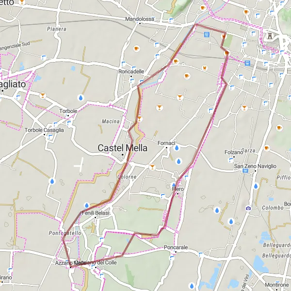 Miniatua del mapa de inspiración ciclista "Ruta Gravel Castel Mella - Capriano del Colle" en Lombardia, Italy. Generado por Tarmacs.app planificador de rutas ciclistas