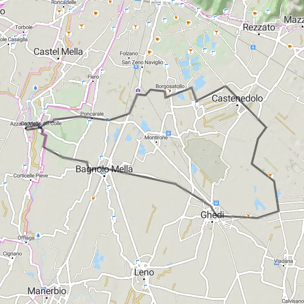 Miniatura della mappa di ispirazione al ciclismo "Giro panoramico da Azzano Mella" nella regione di Lombardia, Italy. Generata da Tarmacs.app, pianificatore di rotte ciclistiche