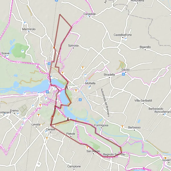 Mapa miniatúra "Horská cyklotrasa od Bagnolo San Vito" cyklistická inšpirácia v Lombardia, Italy. Vygenerované cyklistickým plánovačom trás Tarmacs.app