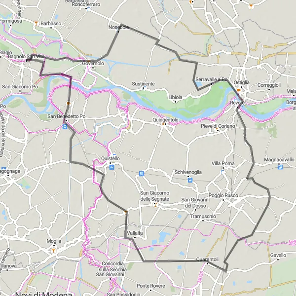 Miniatuurkaart van de fietsinspiratie "Historische route door Ostiglia en San Benedetto Po" in Lombardia, Italy. Gemaakt door de Tarmacs.app fietsrouteplanner