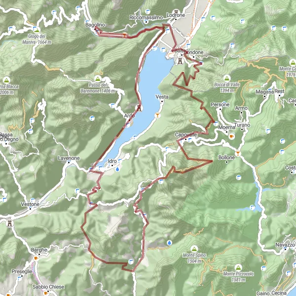 Miniatua del mapa de inspiración ciclista "Ruta por caminos de grava alrededor de Bagolino" en Lombardia, Italy. Generado por Tarmacs.app planificador de rutas ciclistas