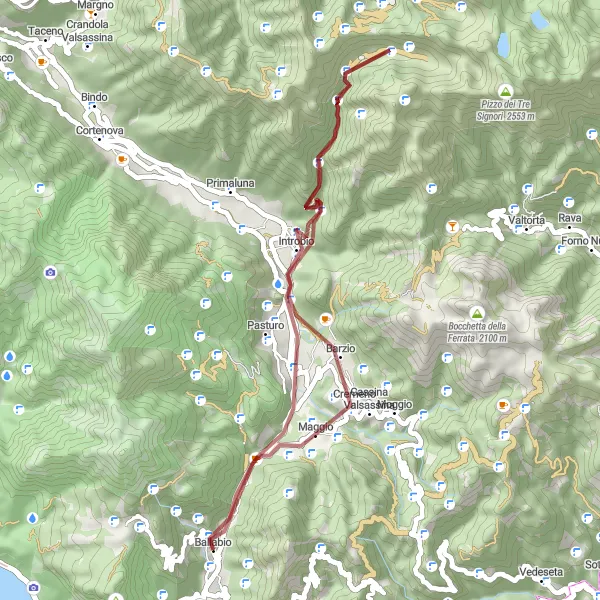 Miniaturní mapa "Trasa kolem Ballabio - Štěrková cesta" inspirace pro cyklisty v oblasti Lombardia, Italy. Vytvořeno pomocí plánovače tras Tarmacs.app