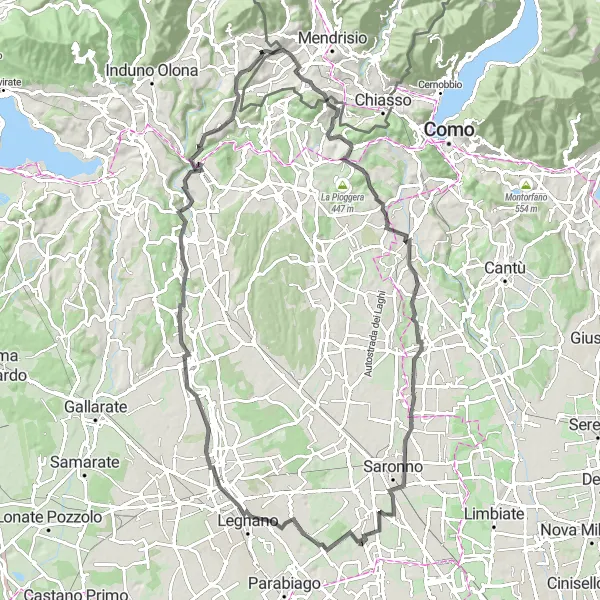 Miniaturní mapa "Cyklotrasa kolem Lombardského regionu" inspirace pro cyklisty v oblasti Lombardia, Italy. Vytvořeno pomocí plánovače tras Tarmacs.app