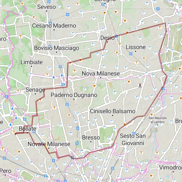 Miniatuurkaart van de fietsinspiratie "Verborgen Schatten van Lombardia" in Lombardia, Italy. Gemaakt door de Tarmacs.app fietsrouteplanner