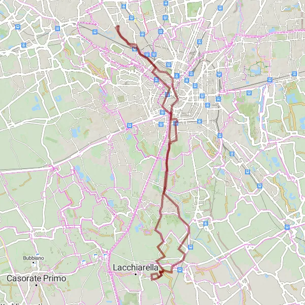 Kartminiatyr av "Grusväg från Baranzate till Branca Tower" cykelinspiration i Lombardia, Italy. Genererad av Tarmacs.app cykelruttplanerare