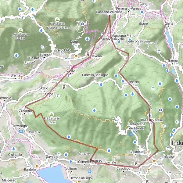 Miniatura della mappa di ispirazione al ciclismo "Monte della Rocca - Brinzio - Monte Chiusarella Cycling Route" nella regione di Lombardia, Italy. Generata da Tarmacs.app, pianificatore di rotte ciclistiche