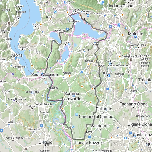 Karten-Miniaturansicht der Radinspiration "Rundfahrt durch Varese und Umgebung" in Lombardia, Italy. Erstellt vom Tarmacs.app-Routenplaner für Radtouren