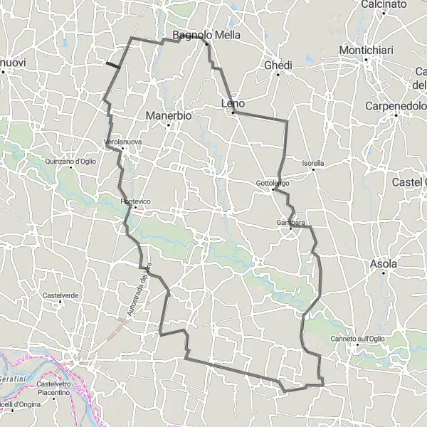 Zemljevid v pomanjšavi "Okrog Barbarige - Dello - Verolavecchia" kolesarske inspiracije v Lombardia, Italy. Generirano z načrtovalcem kolesarskih poti Tarmacs.app