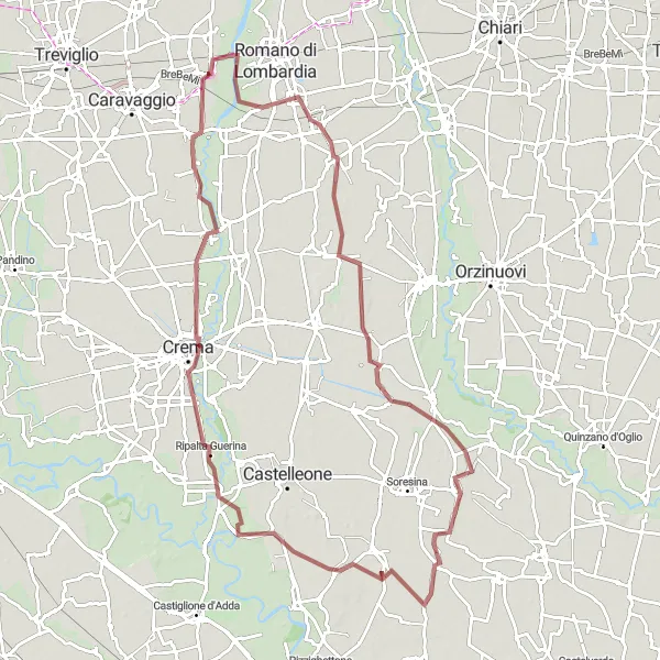 Miniatuurkaart van de fietsinspiratie "Landelijke Schoonheid van Lombardije" in Lombardia, Italy. Gemaakt door de Tarmacs.app fietsrouteplanner