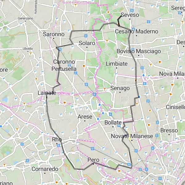 Miniaturní mapa "Trasa skrze Ceriano Laghetto" inspirace pro cyklisty v oblasti Lombardia, Italy. Vytvořeno pomocí plánovače tras Tarmacs.app