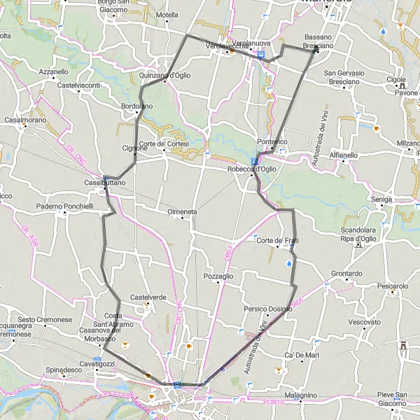 Map miniature of "Captivating Scenery of the Oglio River" cycling inspiration in Lombardia, Italy. Generated by Tarmacs.app cycling route planner