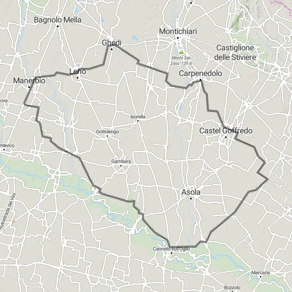 Map miniature of "Discovering Lake Garda and Surroundings" cycling inspiration in Lombardia, Italy. Generated by Tarmacs.app cycling route planner