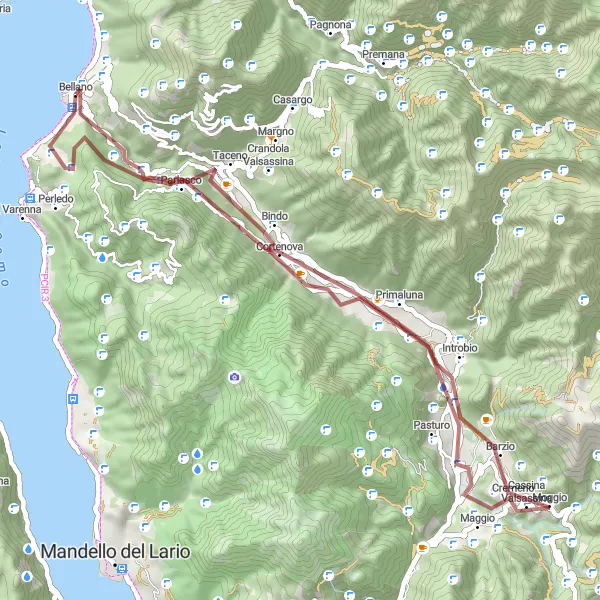 Miniatua del mapa de inspiración ciclista "Aventura en Gravel a Zucco Angelone y Sasso Rosso" en Lombardia, Italy. Generado por Tarmacs.app planificador de rutas ciclistas