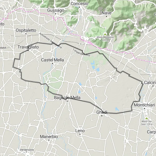 Zemljevid v pomanjšavi "Historic Towns Exploration" kolesarske inspiracije v Lombardia, Italy. Generirano z načrtovalcem kolesarskih poti Tarmacs.app