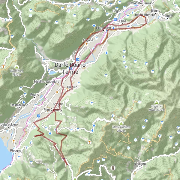 Miniaturní mapa "Gravelová trasa Monte Rotondo" inspirace pro cyklisty v oblasti Lombardia, Italy. Vytvořeno pomocí plánovače tras Tarmacs.app